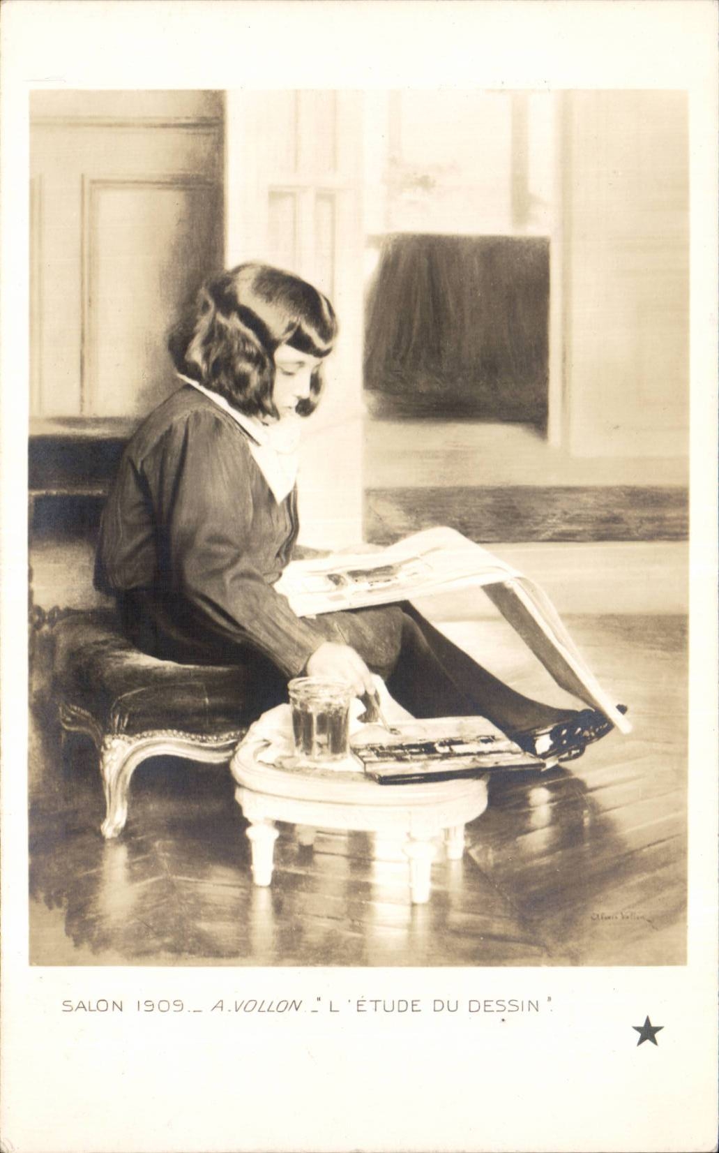 CPA Fantaisie Enfant Salo 1909 Vollon L'etude du dessin