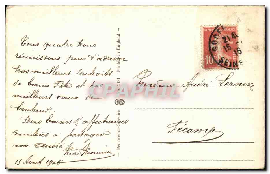 CPA Fantaisie Femme en ballade en barque — Rückseite