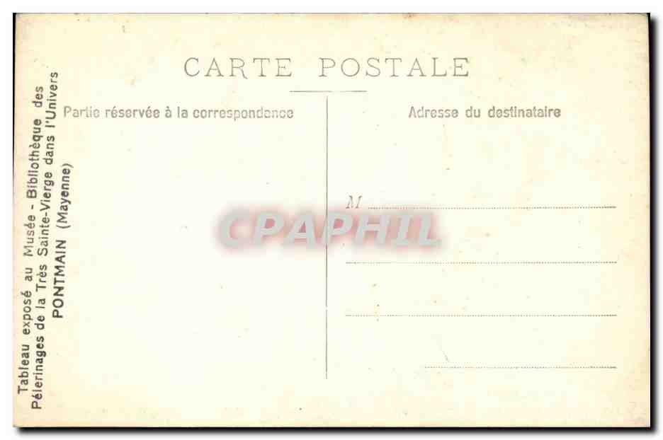 CPA Tableau expose au Musee Bibliotheque des pelerinages de la Tres sainte Vierge dans l'univers Pontmain Mayenne — Rückseite