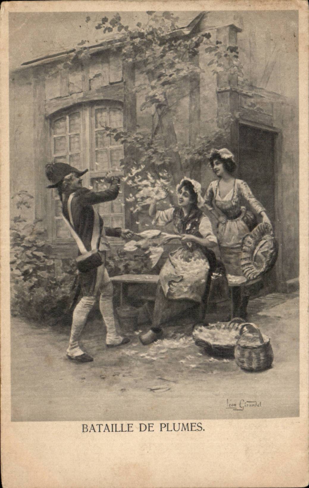 CPA Femmes Bataille de Plumes