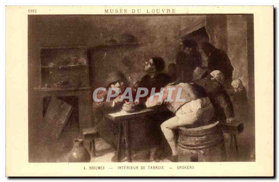 CPA Paris Musee du Louvre Brouwer Interieur de Tabagie ( tabac tobacco )