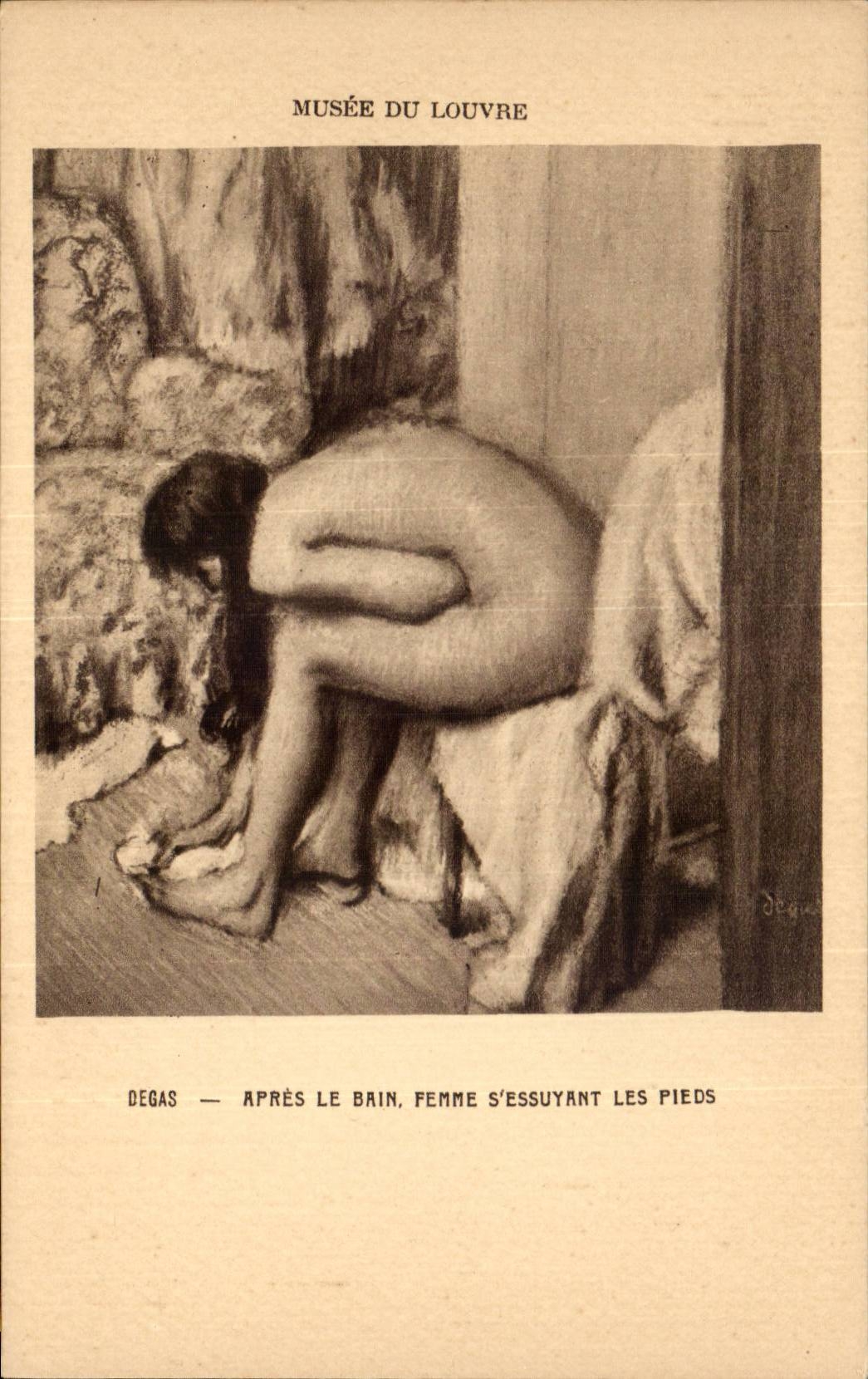 CPA Musee du Louvre Paris Degas Apres le bain femme s'essuyant les pieds