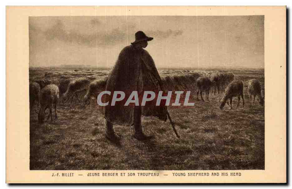 CPA Millet Jeune berger et son troupeau Moutons sheep