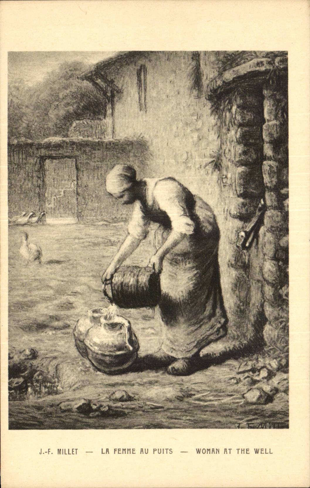 CPA Fantaisie Millet La femme au puits