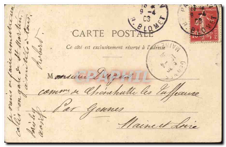 Paris CPA Eglise de Vaugirard — Rückseite