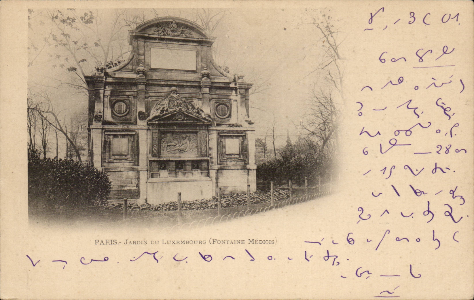 Paris CPA Jardin du luxembourg ( fontaine Medicis )