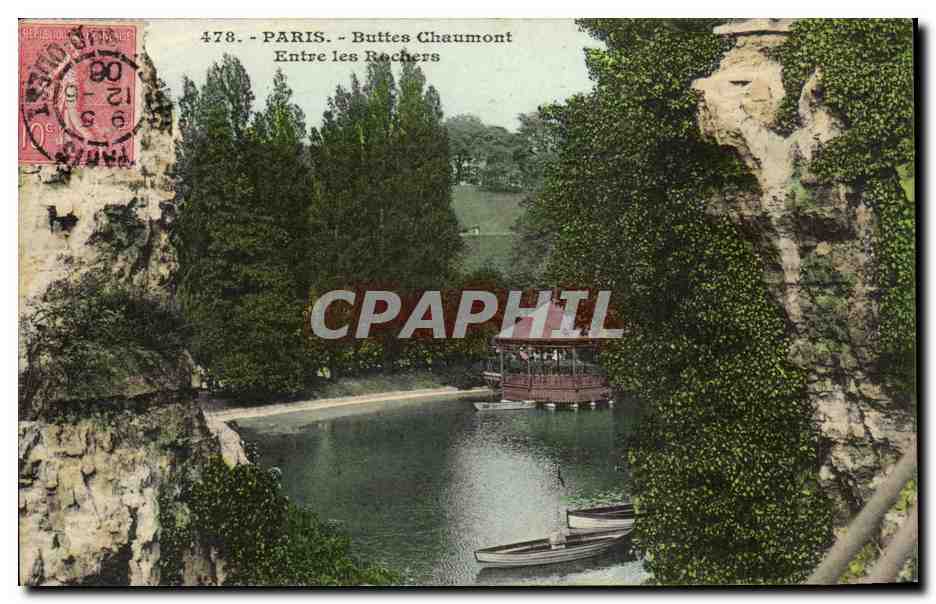 Paris CPA Buttes Chaumont Entre les rochers