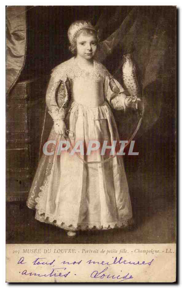 Paris CPA Musee du Louvre Portrait de petite fille FAucon rapace