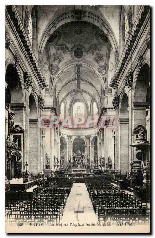 Paris CPA La nef de l'eglise St sulpice