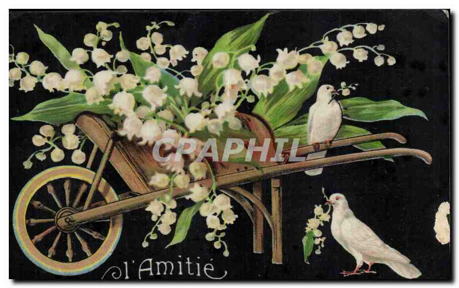 CPA Fantaisie Fleurs Charette Muguet
