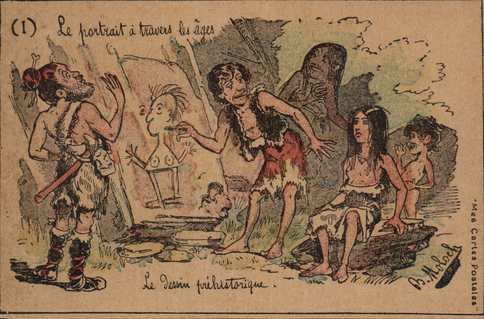 Le portrait à travers les âges — (1) Le dessin préhistorique — P. Moloch, Méb Cartes Postales
