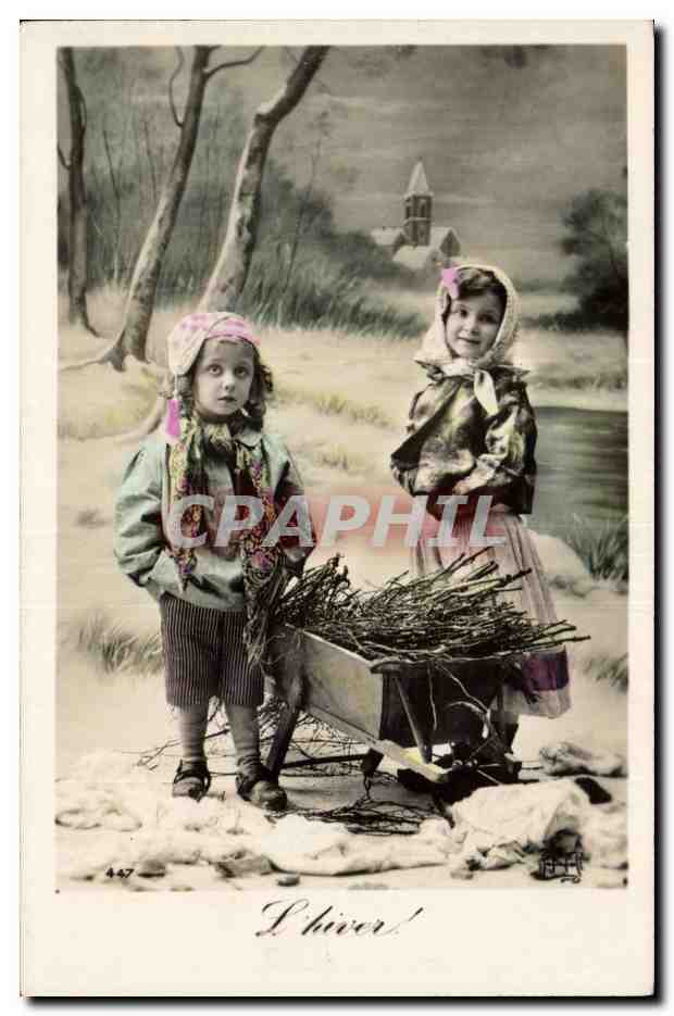 CPA Fantaisie Enfants L'hiver Winter