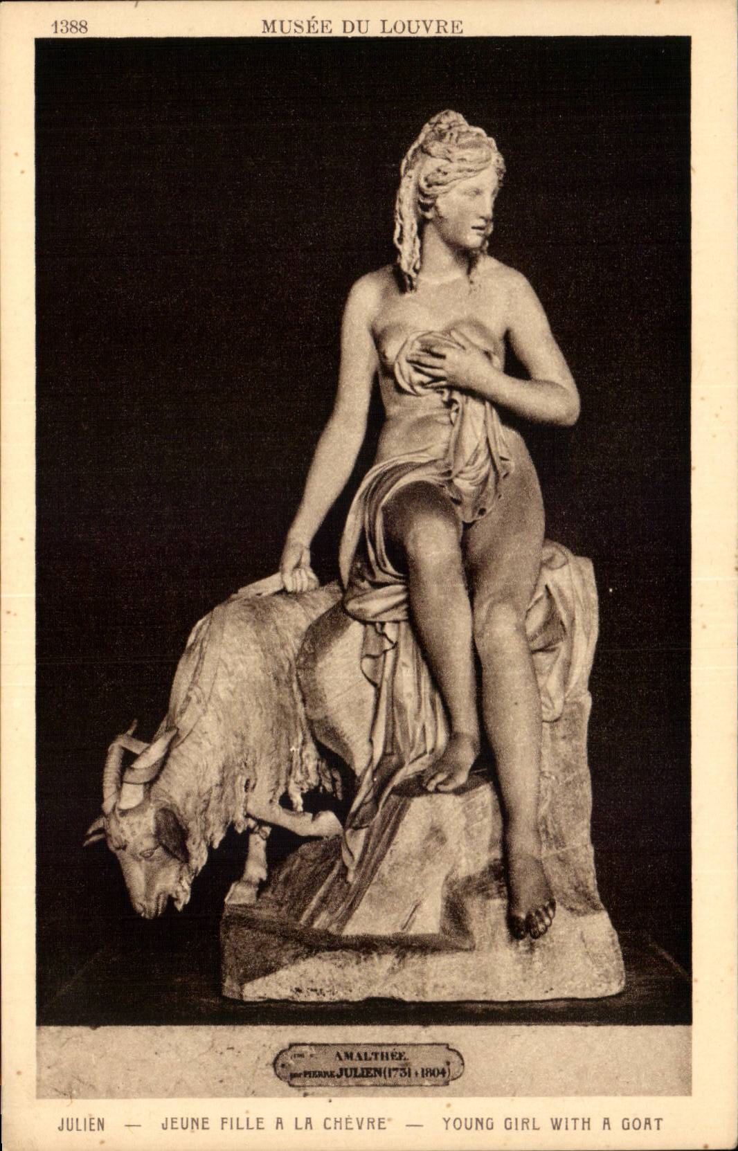 Amalthée — statue de jeune fille à la chèvre — Pierre Julien (1731-1804)