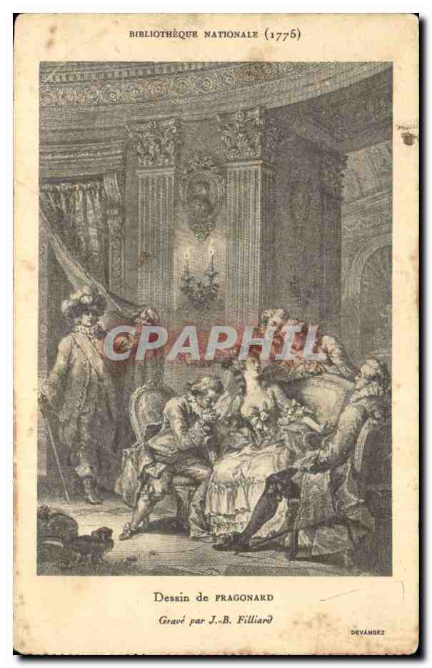Bibliothèque Nationale (1775) — Dessin de Pragonard, gravé par J.-B. Filliard — Devambez
