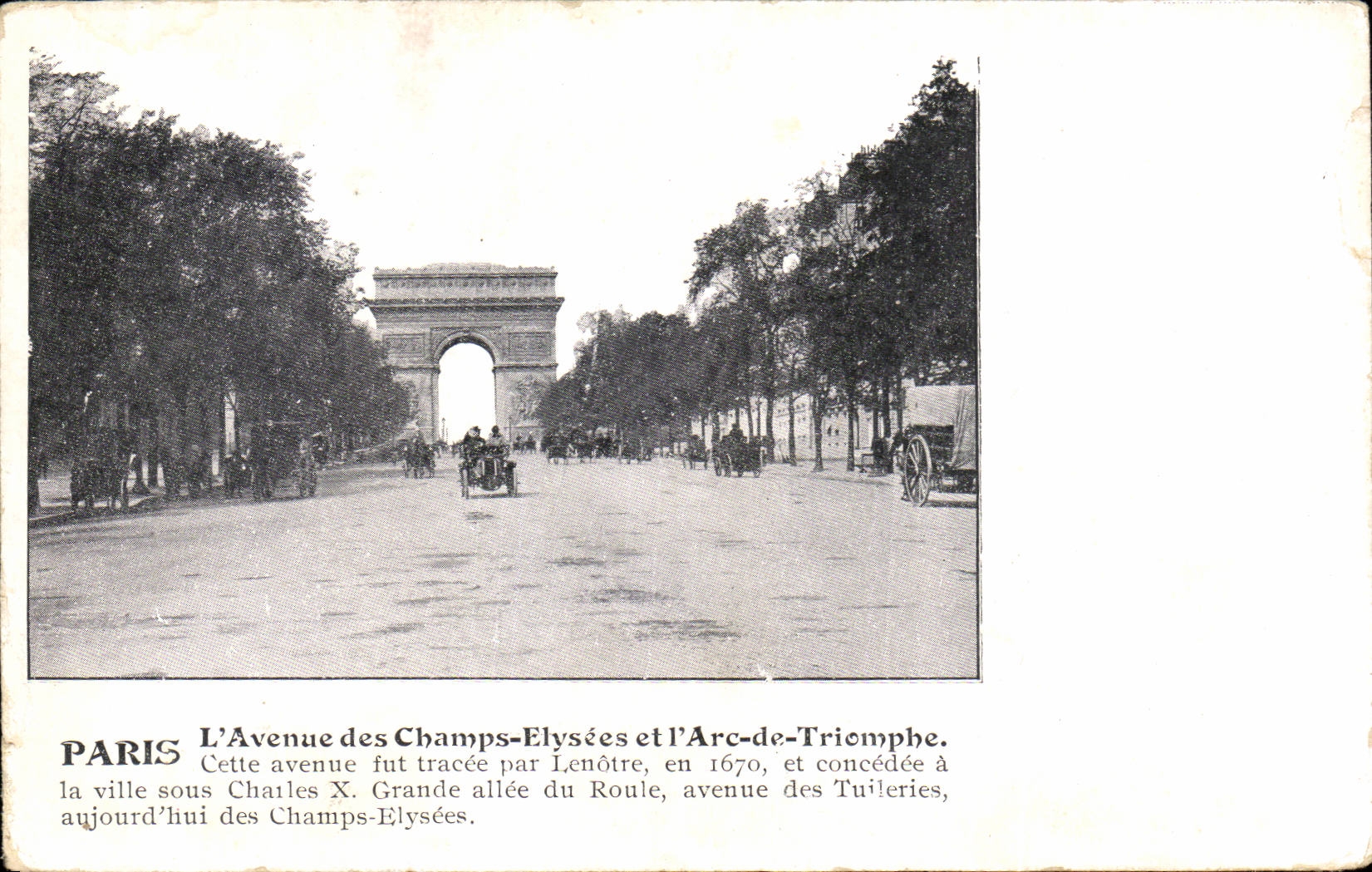 Paris CPA Avenue des Champs Elysees et Arc de triomphe