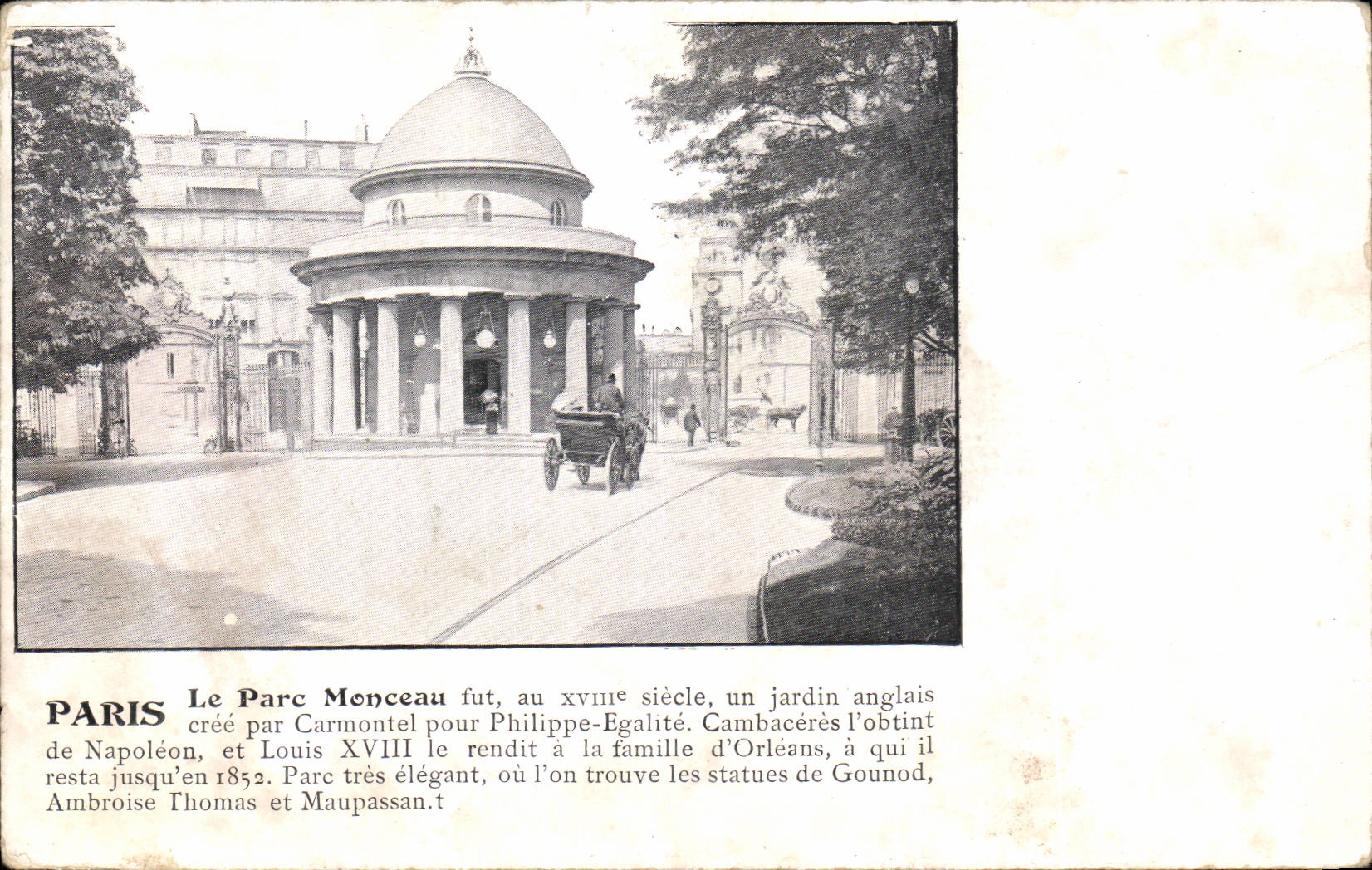 Paris CPA Parc Monceau
