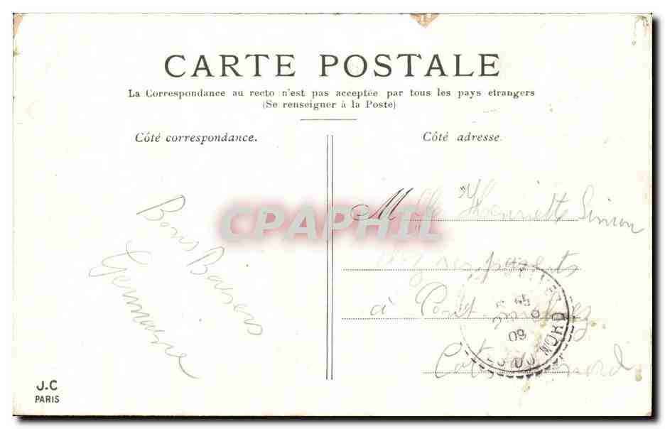 Paris CPA La Madeleine — Verso