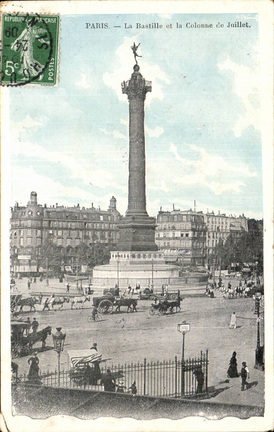 Paris CPA La bastille et la colonne de Juillet