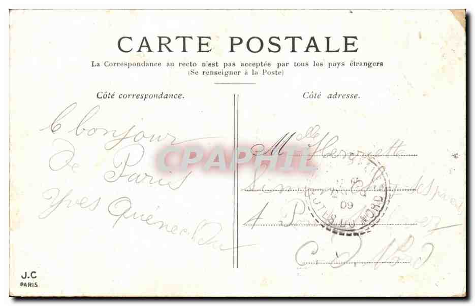 Paris CPA L'hotel de ville — Rückseite