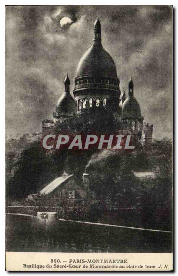 CPA Paris Montmartre Basilique du Sacre Coeur de Montmartre au clair de lune