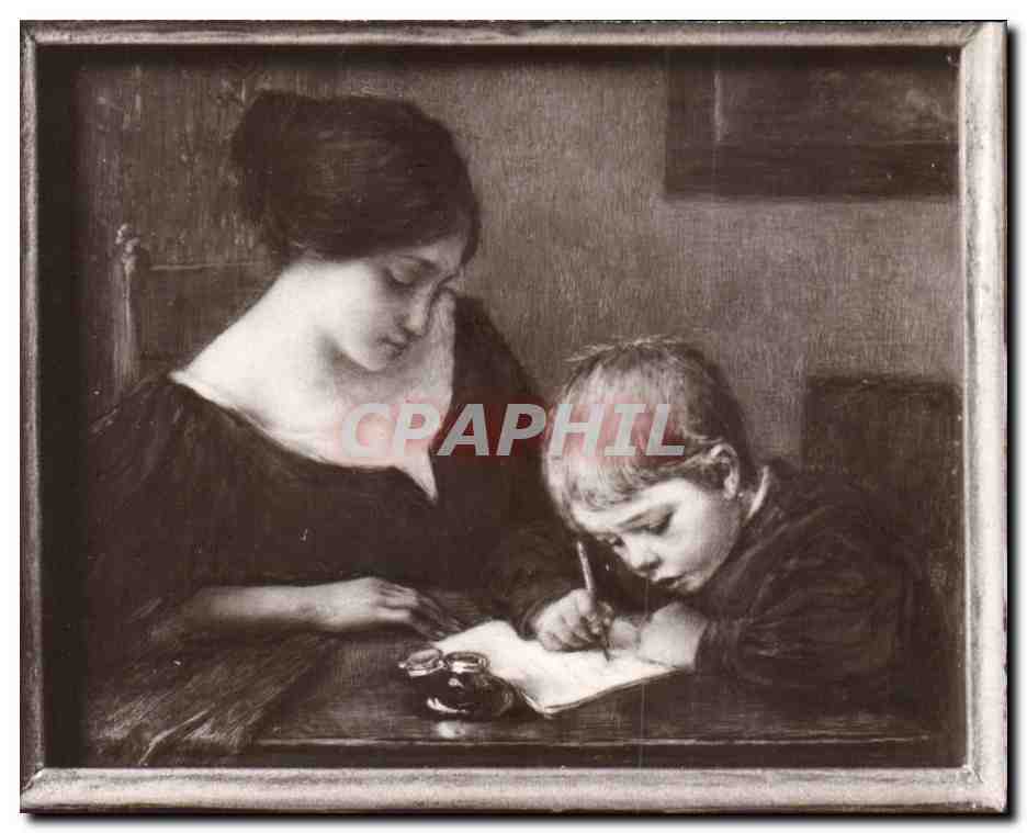 CPA Fantaisie sAlon 1911 Jeanne Levy La lecon d'ecriture