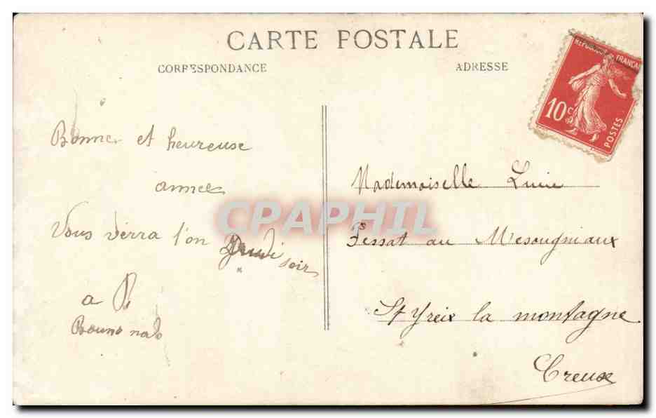 CPA Fantaisie Femme Bonne annee — Rückseite