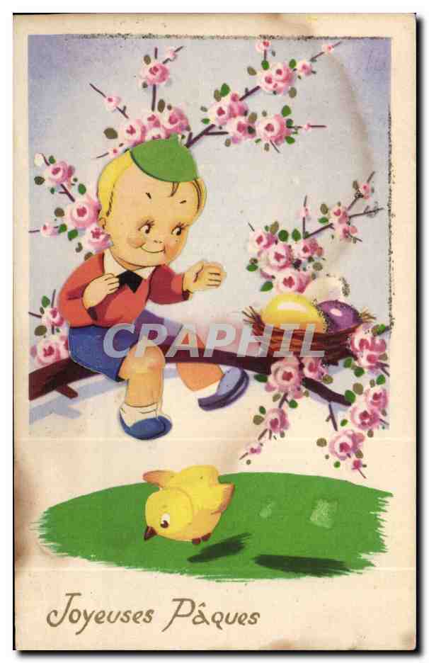 CPA Fantaisie Enfant Joyeuses Paques Easter