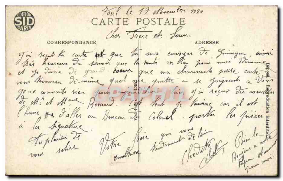 CPA Fantaisie Le meilleur remede au cafard Militaria Billet de banque 10 Francs — Rückseite