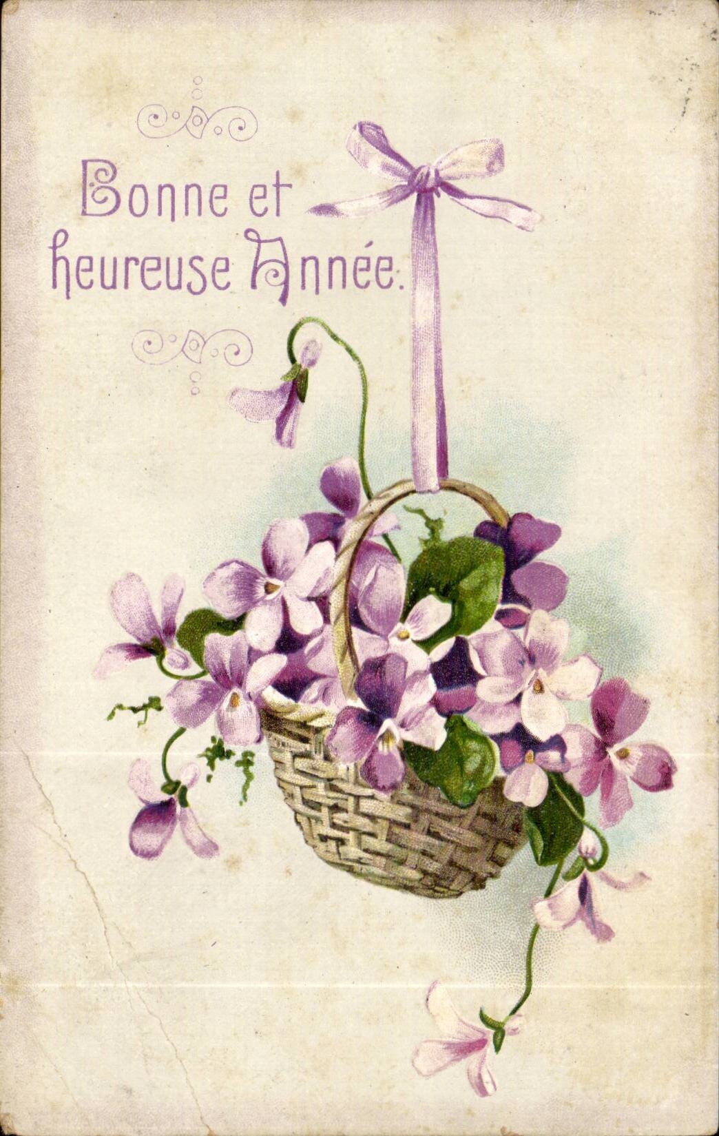 CPA Fantaisie Fleurs Bonne et heureuse annee