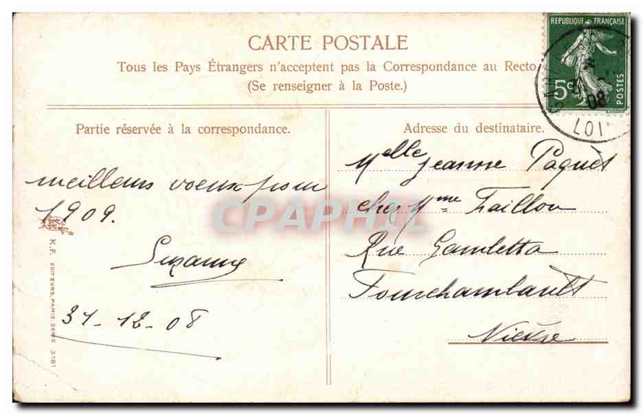 CPA Fantaisie Fleurs Bonne et heureuse annee — Verso