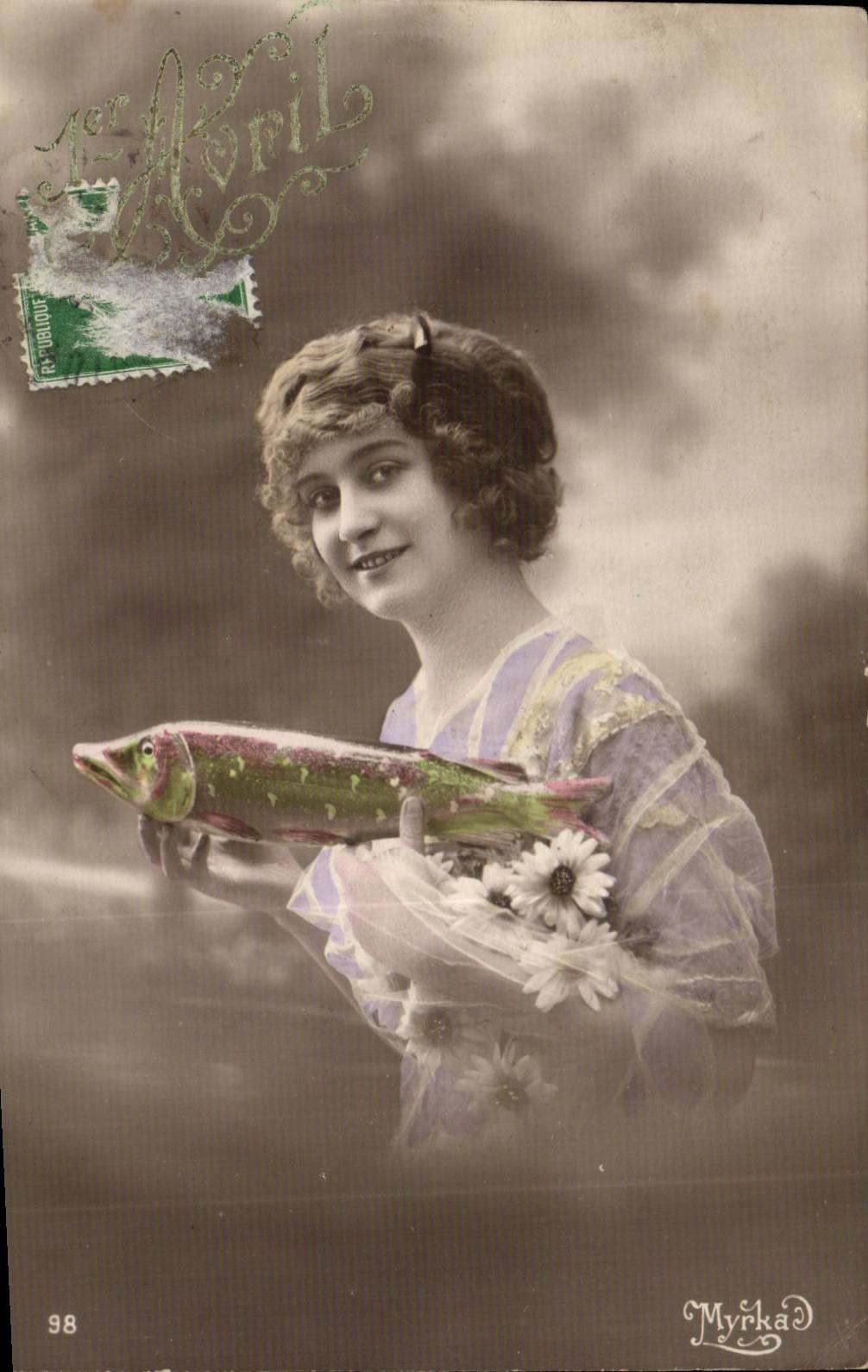 CPA Fantaisie Femme 1er avril
