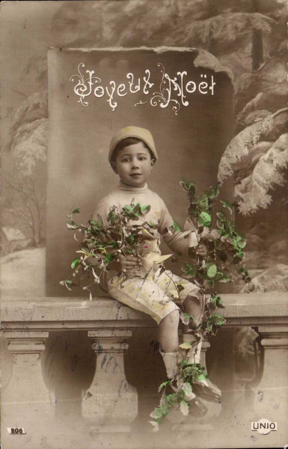 Enfant avec branches — Joyeux Noël — UNIO, n°206