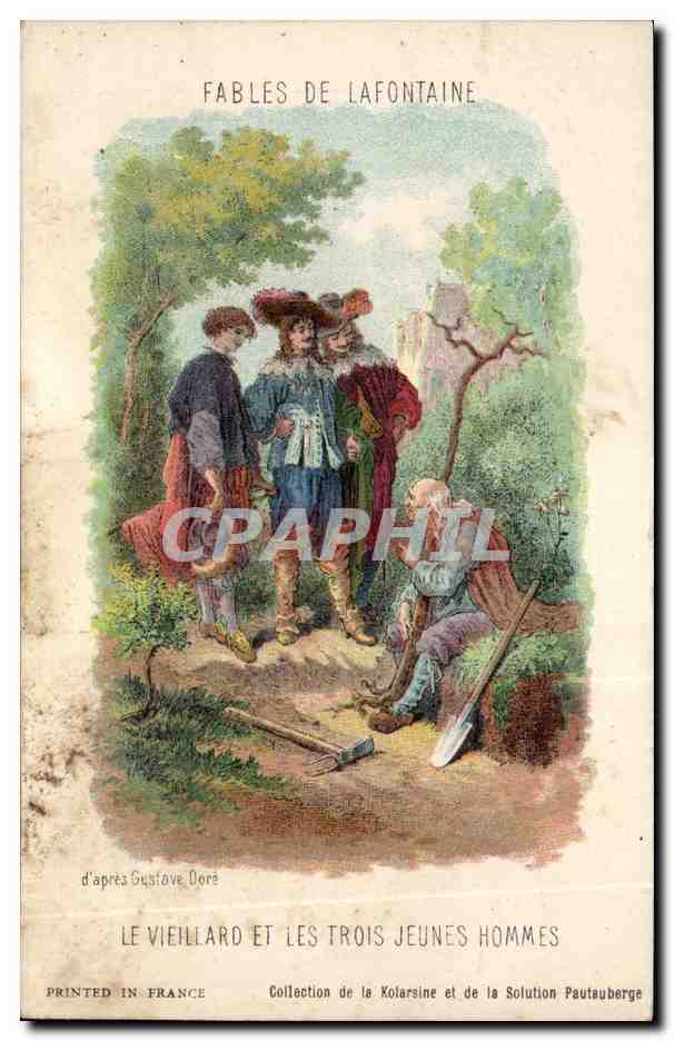 CPA Fantaisie Fables de la Fontaine Le vieillard et les trois jeunes hommes Gustave Dore