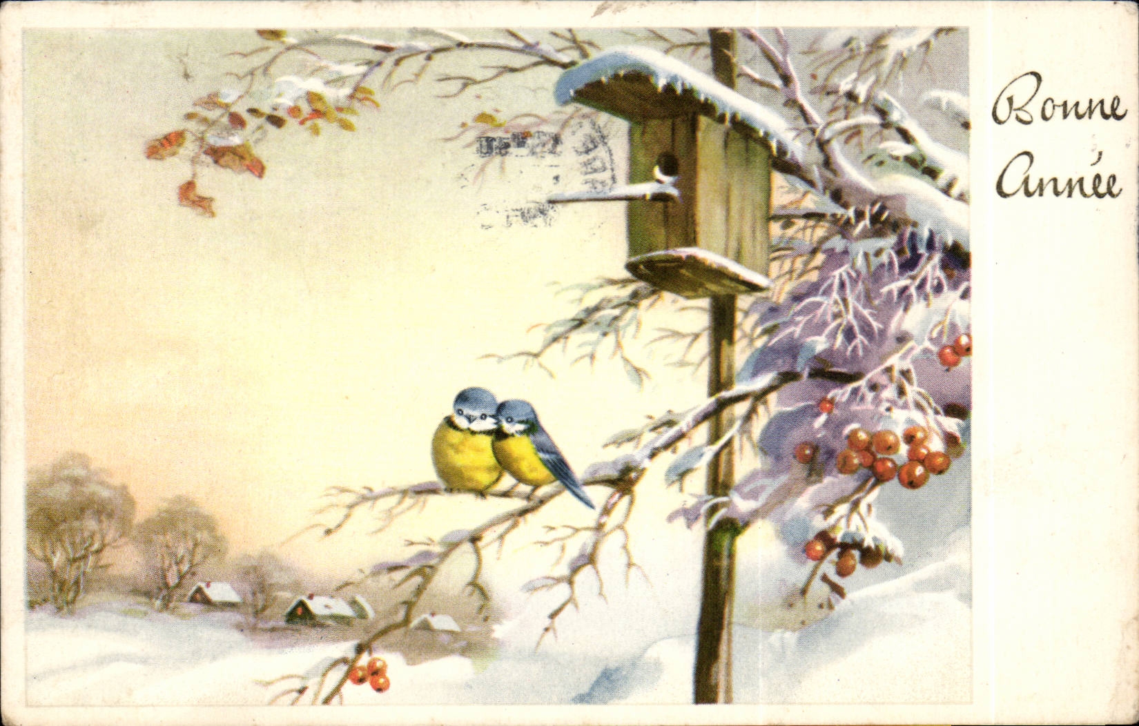 CPA Fantaisie Oiseaux Bonne annee