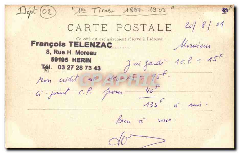 CPA Pastels de la Tour Mme masse Musee de la Tour a Saint Quentin — Verso