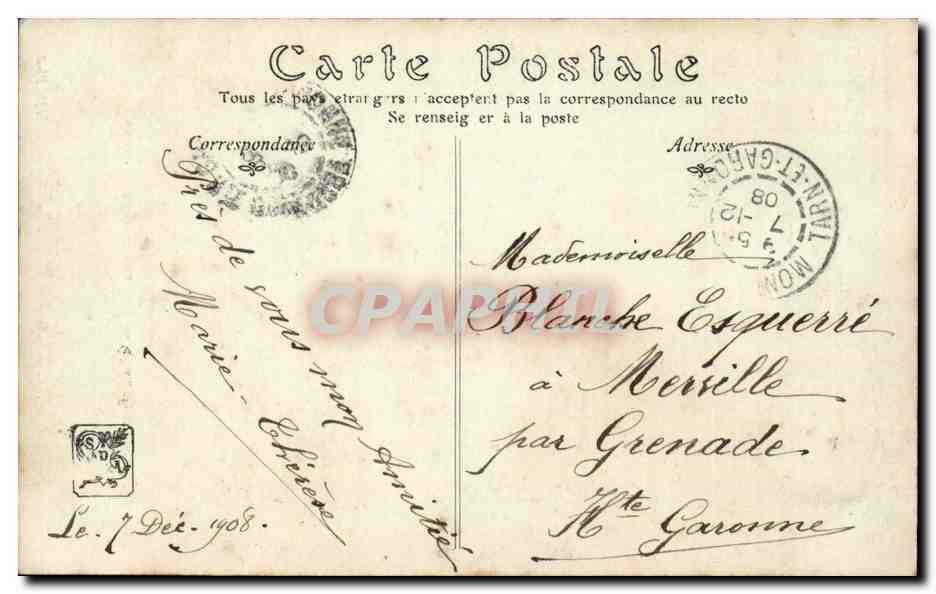 CPA SAlon de 1908 En promenade par G Grau chevaux — Verso