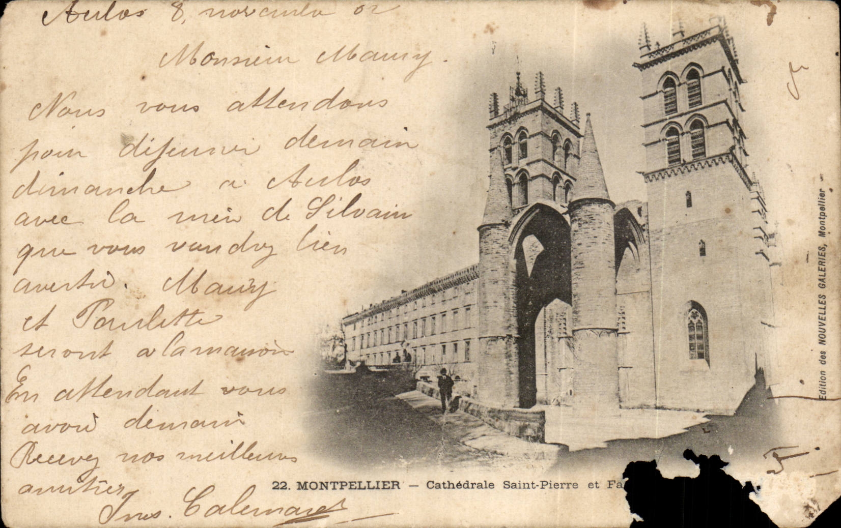 Montpellier — Cathédrale Saint-Pierre et Façade — Édition des Nouvelles Galeries, Montpellier