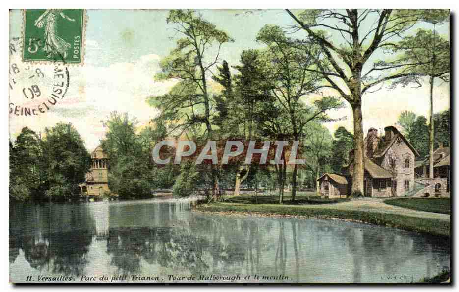 Versailles CPA Parc du petit Trianon Tour de Marlborough et le moulin