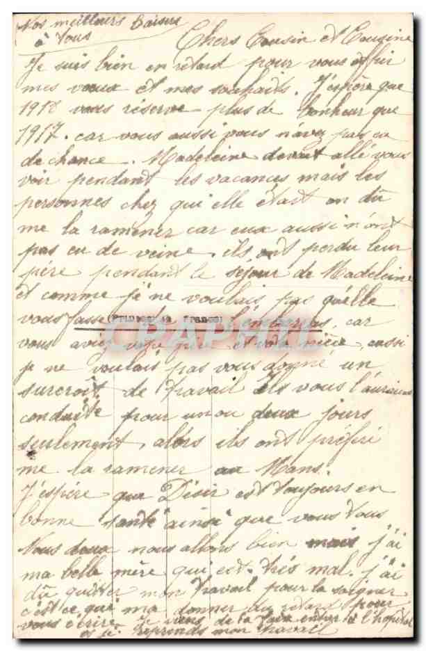 CPA Fantaisie Enfant Bonne annee — Verso