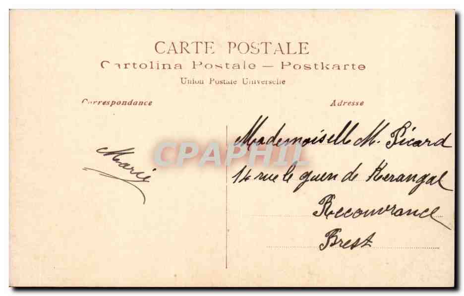 CPA Fantaisie Femme Enfant et cygne Swan — Verso