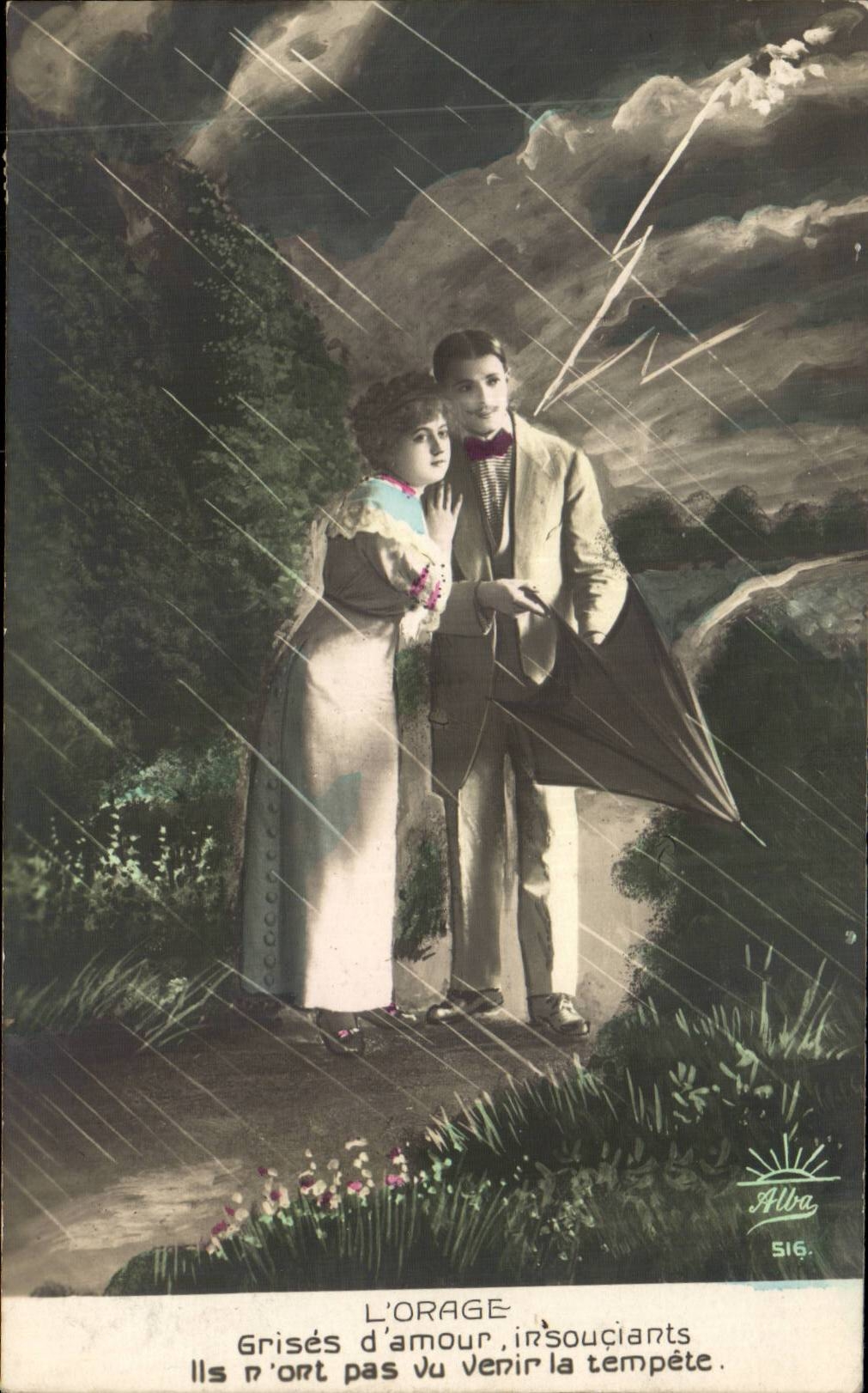 CPA Fantaisie Femme L'orage 