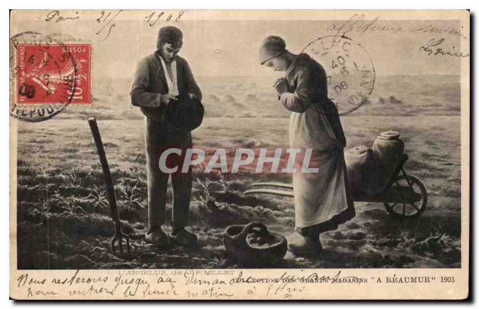 CPA Fantaisie L'angelus de Millet ( publicite a Reaumur )