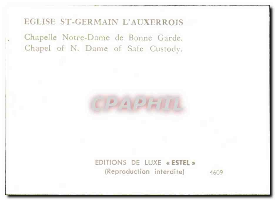 Paris CPA Eglise st Germain de l'auxerrois — Verso