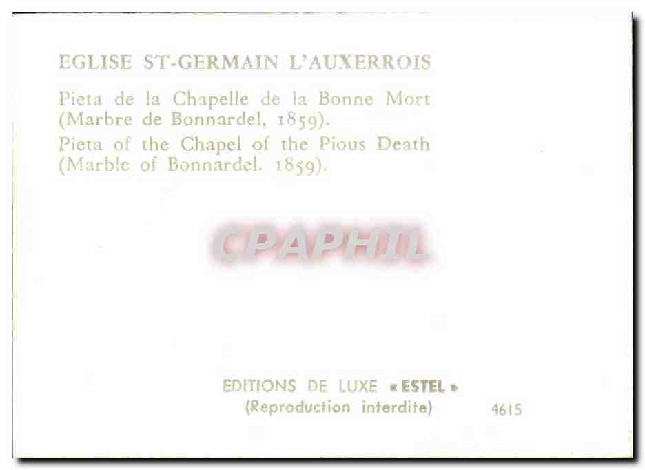 Paris CPA Eglise st Germain de l'auxerrois  — Verso