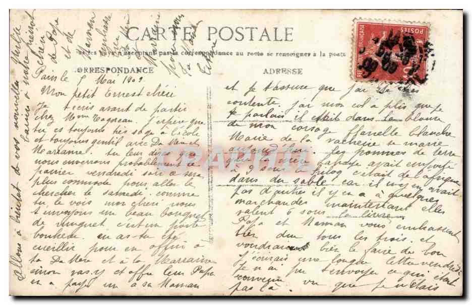 CPA Fantaisie Enfant J'apporte la joie Garcon — Verso