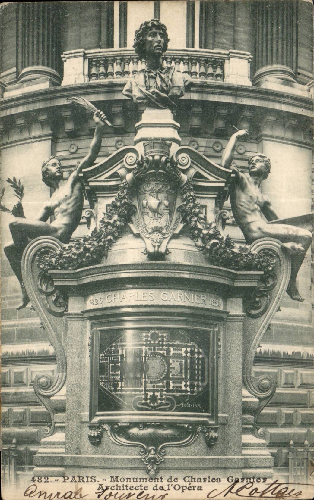 Paris CPA Monument de Charles Garnier Architecte de l'Opera