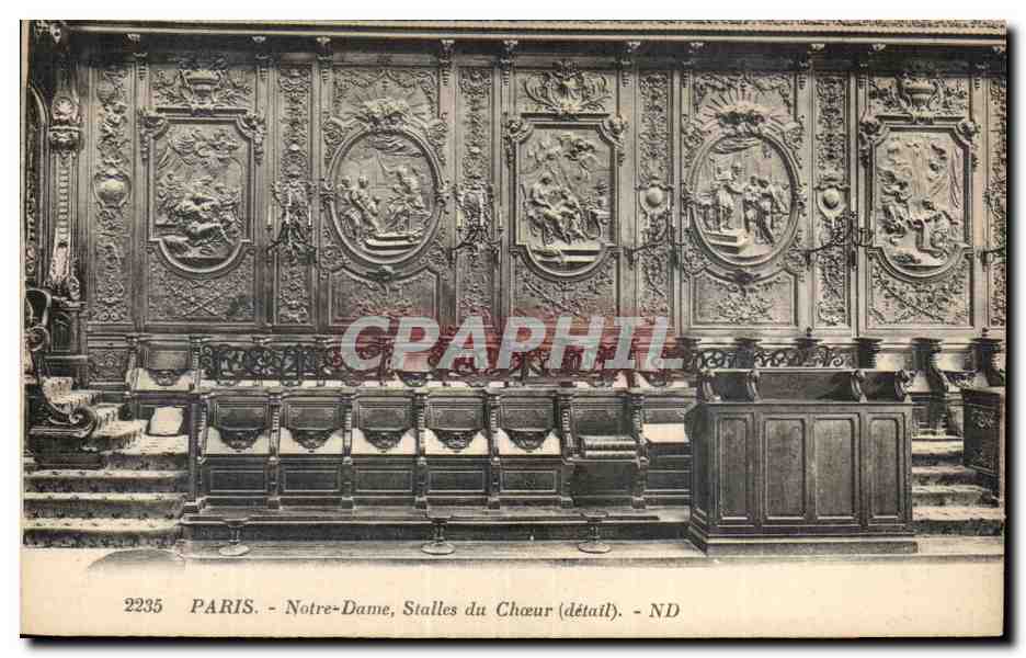 CPA Paris Notre Dame Stalles du choeur (detail)