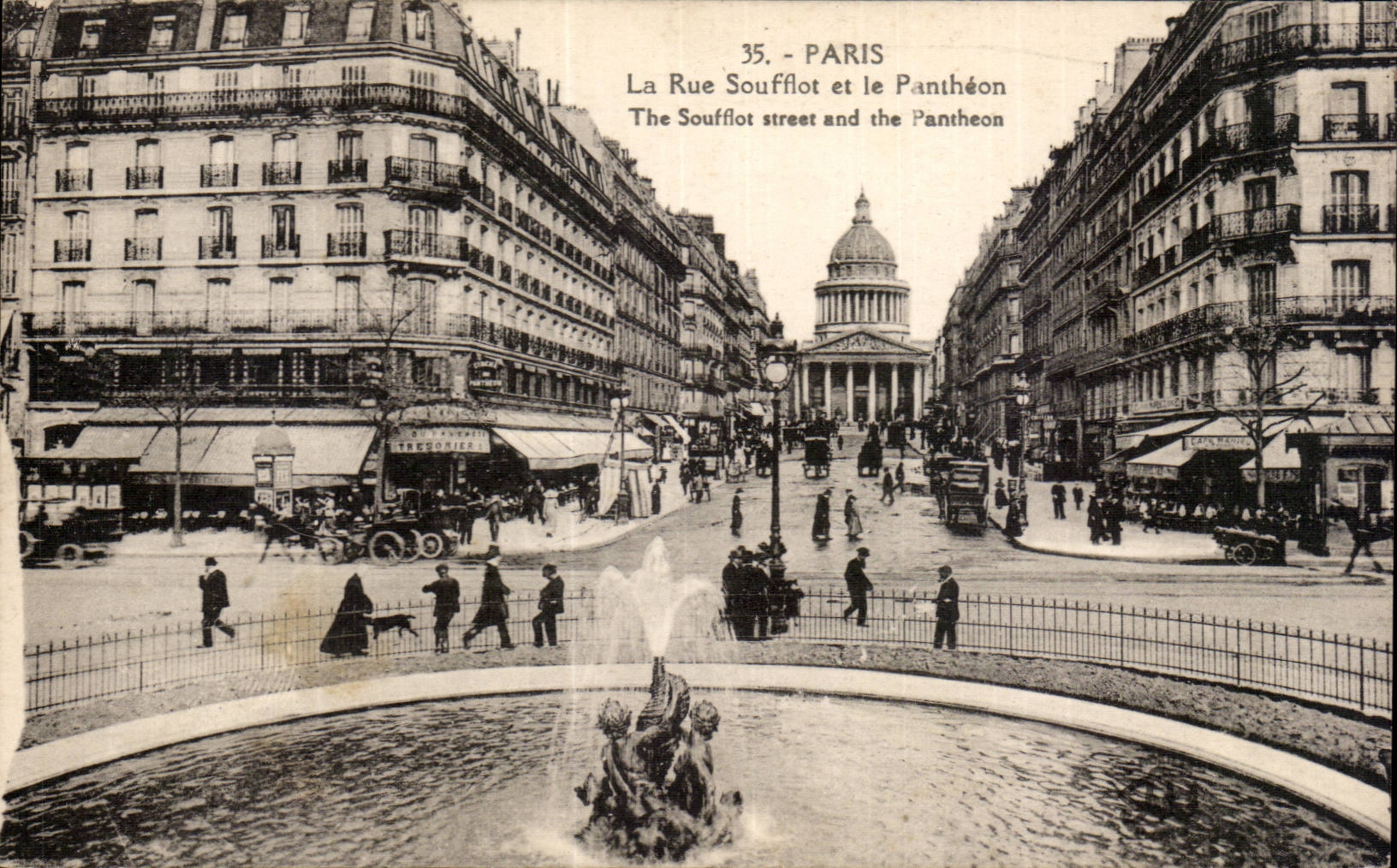 CPA Paris La rue Soufflot et le Pantheon