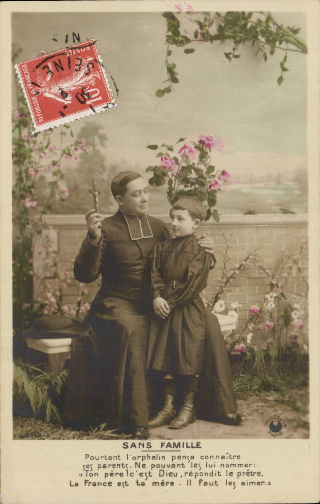 SANS FAMILLE — Sujet : prêtre et orphelin — éditeur Crouste, Paris