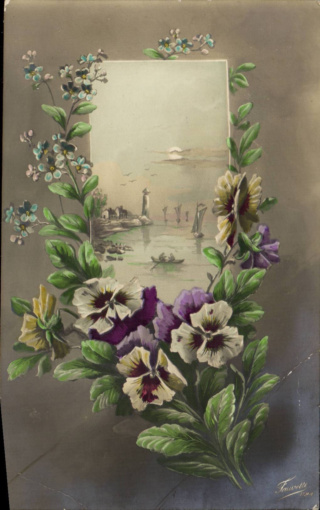 CPA FAntaisie Fleurs
